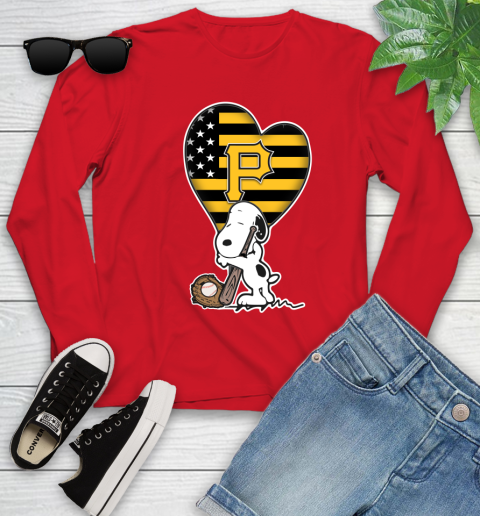 Pittsburgh Pirates MLB Baseball The Peanuts Movie Adorable Snoopy Youth Long Sleeve 11
