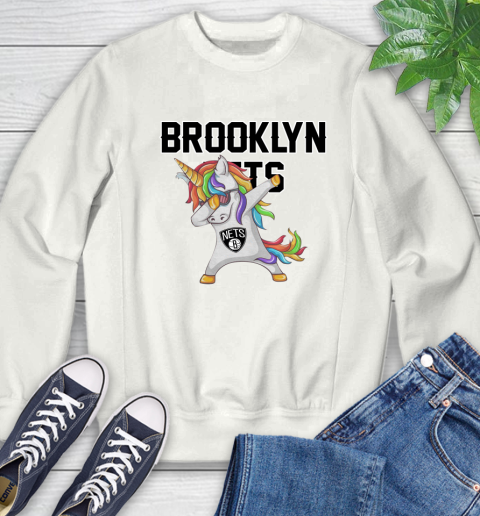 Brooklyn Nets NBA Basketball Funny Unicorn Dabbing Sports Sweatshirt