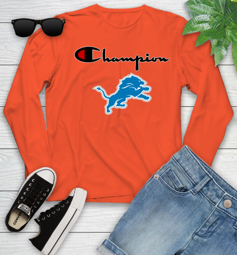 NFL Football Detroit Lions Champion Shirt Youth Long Sleeve 2