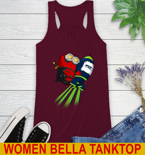 NFL Football Seattle Seahawks Deadpool Minion Marvel Shirt Racerback Tank 2