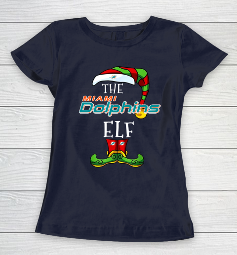 Miami Dolphins Christmas ELF Funny NFL Women's T-Shirt 2