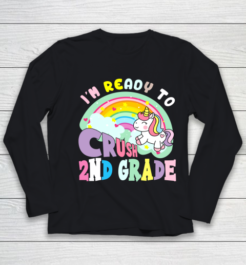 Back to school shirt ready to crush 2nd grade unicorn Youth Long Sleeve