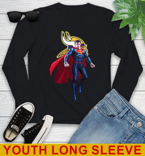 NFL Superman DC Sports Football Minnesota Vikings Youth Long Sleeve 2