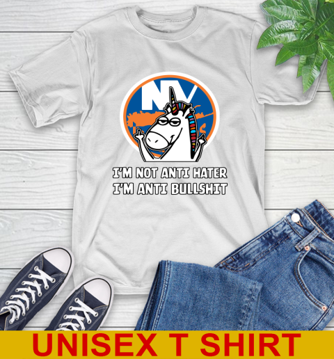 New York Islanders NHL Hockey Unicorn I'm Not Anti Hater I'm Anti Bullshit T-Shirt