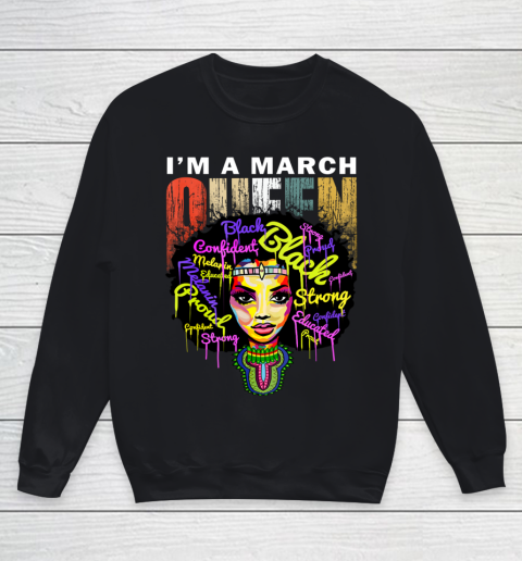 Womens March Birthday Queen Shirts for Women African Black Girl Youth Sweatshirt