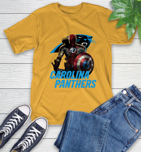 NFL Captain America Thor Spider Man Hawkeye Avengers Endgame Football Carolina Panthers T-Shirt 3