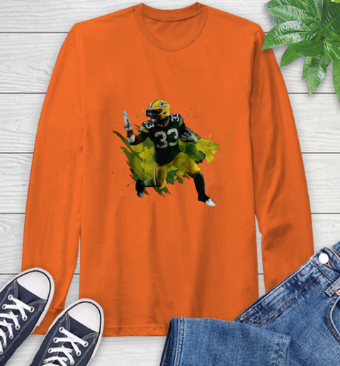 Aaron Jones Running Green Bay Packers Long Sleeve T-Shirt 4