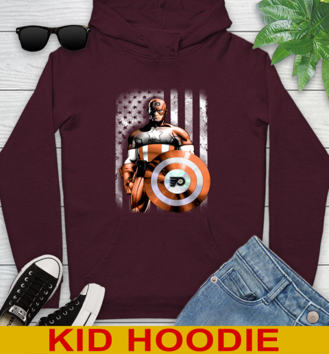 Philadelphia Flyers NHL Hockey Captain America Marvel Avengers American Flag Shirt Youth Hoodie 7
