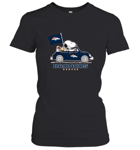 Snoopy And Woodstock Ride The Denver Broncos Car NFL Women's T-Shirt