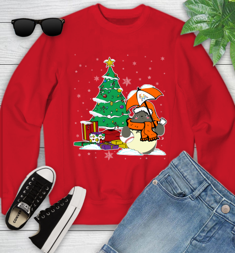 Miami Marlins MLB Baseball Cute Tonari No Totoro Christmas Sports Youth Sweatshirt 8