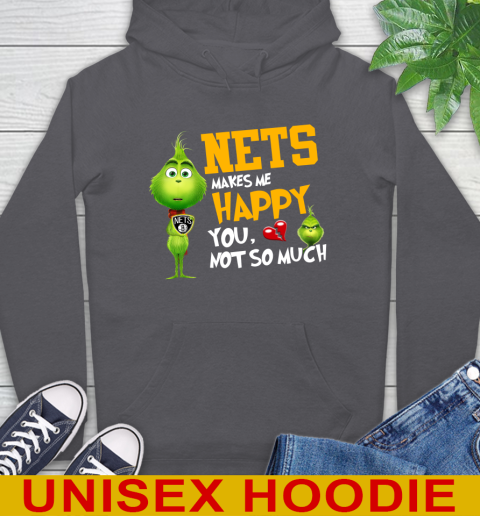 NBA Brooklyn Nets Makes Me Happy You Not So Much Grinch Basketball Sports Hoodie 7