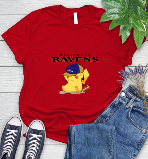 NFL Pikachu Football Sports Baltimore Ravens Women's T-Shirt 9