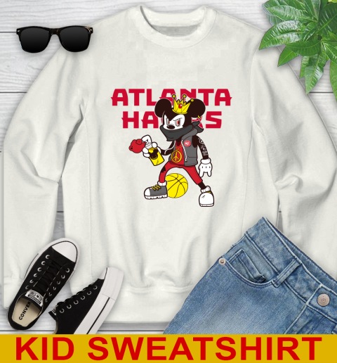 Atlanta Hawks NBA Basketball Mickey Peace Sign Sports Youth Sweatshirt