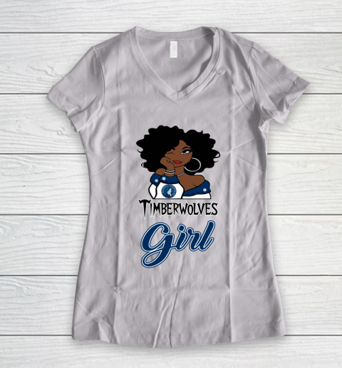 Minnesota Timberwolves Girl NBA Women's V-Neck T-Shirt 2