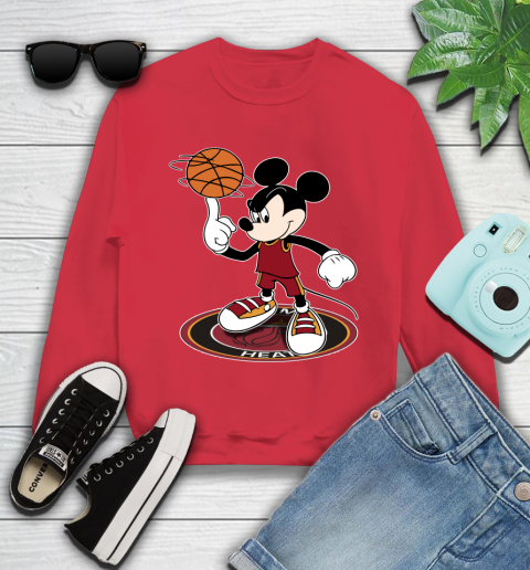 NBA Basketball Miami Heat Cheerful Mickey Disney Shirt Youth Sweatshirt 8