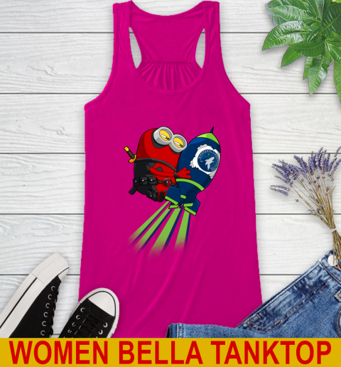 NBA Basketball Minnesota Timberwolves Deadpool Minion Marvel Shirt Racerback Tank 6