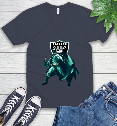 NFL Batman Football Sports Oakland Raiders V-Neck T-Shirt 9