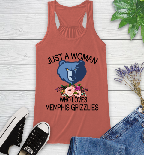 NBA Just A Woman Who Loves Memphis Grizzlies Basketball Sports Racerback Tank 2
