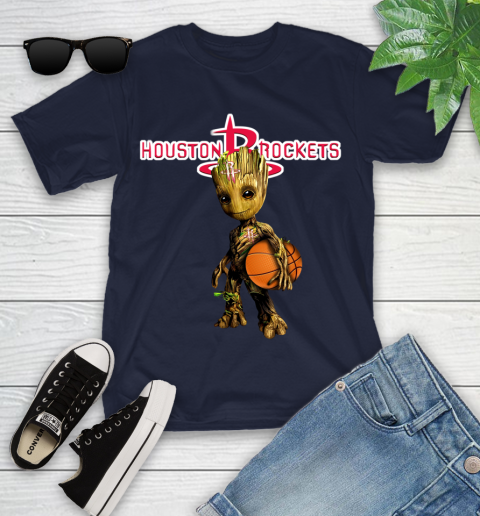 Houston Rockets NBA Basketball Groot Marvel Guardians Of The Galaxy Youth T-Shirt 3