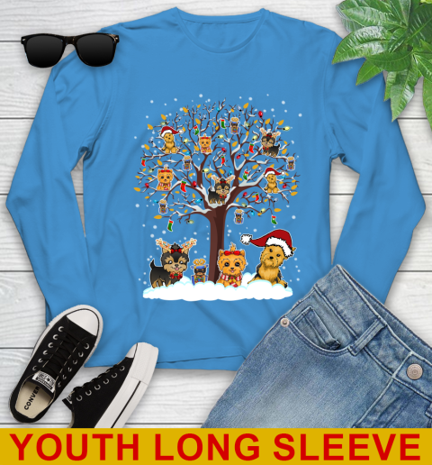 Yorkie dog pet lover light christmas tree shirt 265