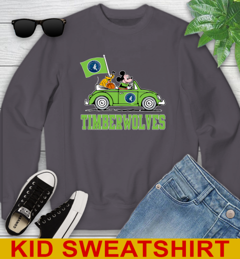 NBA Basketball Minnesota Timberwolves Pluto Mickey Driving Disney Shirt Youth Sweatshirt 6