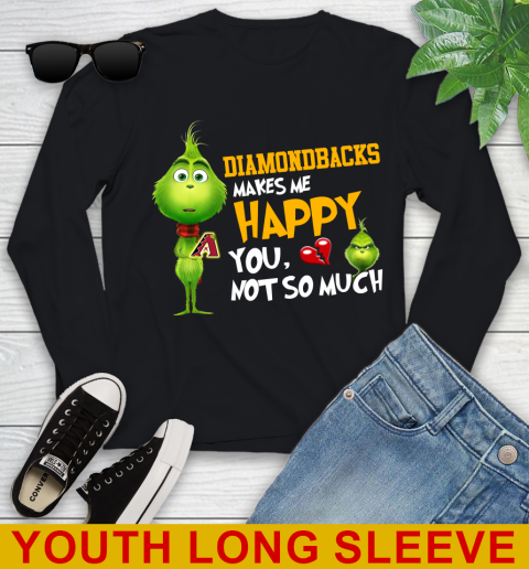 MLB Arizona Diamondbacks Makes Me Happy You Not So Much Grinch Baseball Sports Youth Long Sleeve