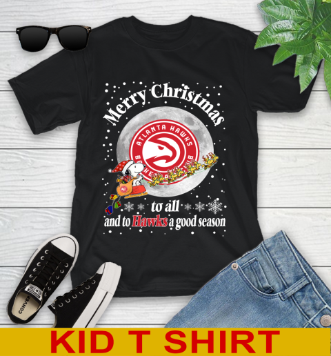 Atlanta Hawks Merry Christmas To All And To Hawks A Good Season NBA Basketball Sports Youth T-Shirt