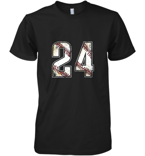 #24 Baseball Jersey Number 24 Vintage Retro Birthday Gift Premium Men's T-Shirt