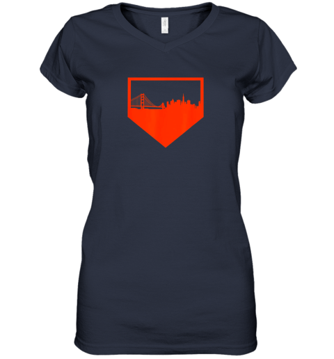 whqx san francisco baseball vintage sf pride the city giant gift women v neck t shirt 39 front navy