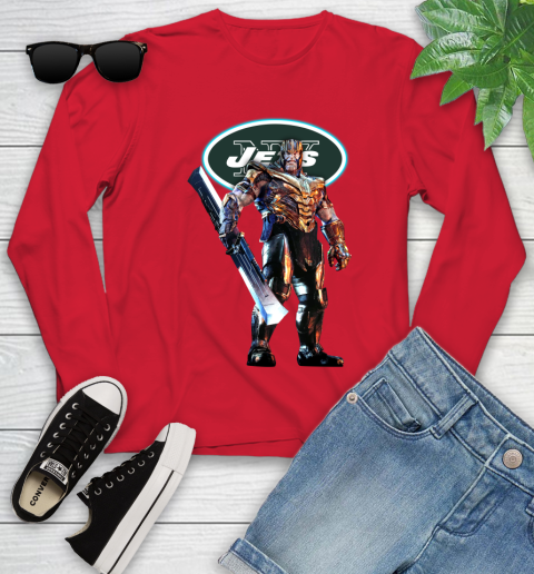 NFL Thanos Gauntlet Avengers Endgame Football New York Jets Youth Long Sleeve 11