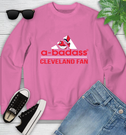 MLB A Badass Cleveland Indians Fan Adidas Baseball Sports Youth Sweatshirt 6