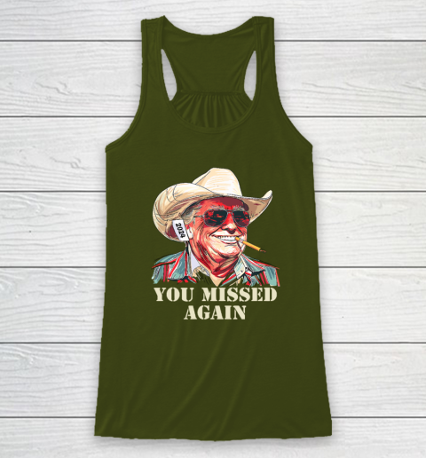 Western Trump Cowboy You Missed Again Racerback Tank 2