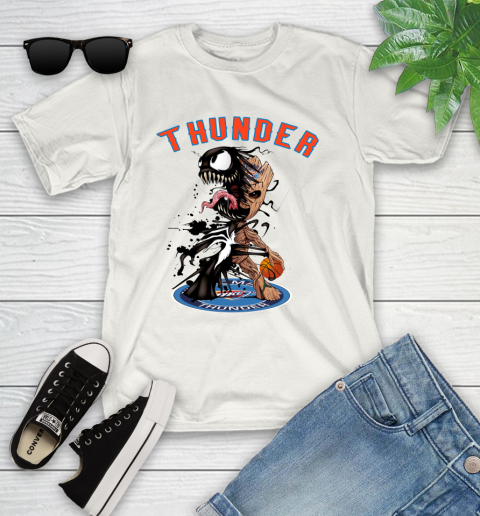 NBA Oklahoma City Thunder Basketball Venom Groot Guardians Of The Galaxy Youth T-Shirt