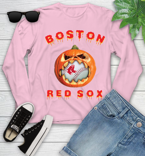 MLB Boston Red Sox Halloween Pumpkin Baseball Sports Youth Long Sleeve 10