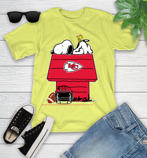 Kansas City Chiefs NFL Football Snoopy Woodstock The Peanuts Movie Youth T-Shirt 8