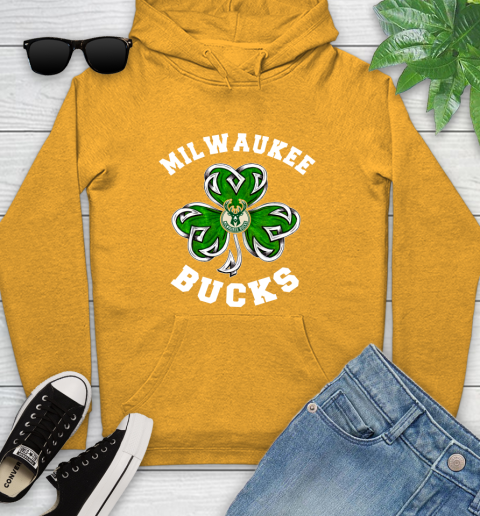 NBA Milwaukee Bucks Three Leaf Clover St Patrick s Day Basketball Sports Youth Hoodie Tee For Sports