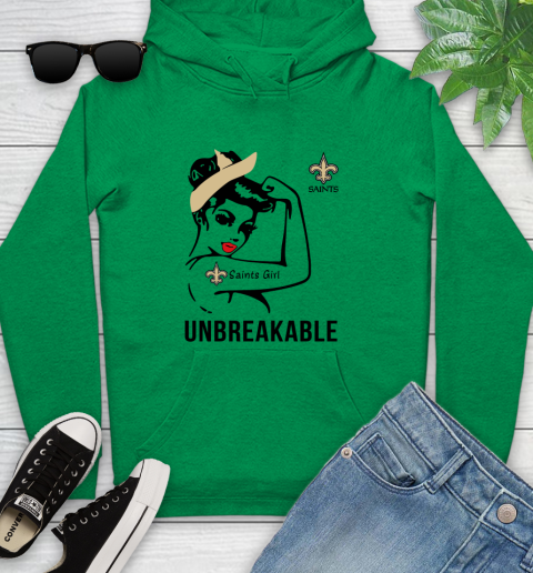 NFL New Orleans Saints Girl Unbreakable Football Sports Youth Hoodie 5