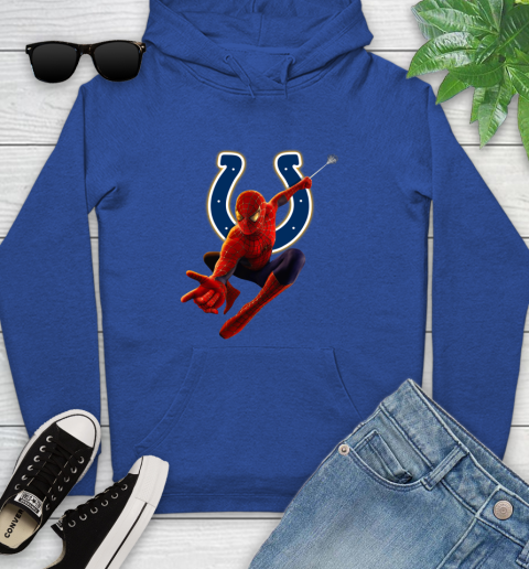 NFL Spider Man Avengers Endgame Football Indianapolis Colts Youth Hoodie 9