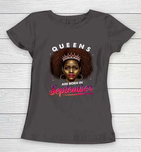 Queens Born September Shirt Black Girl Virgo Libra Birthday Women's T-Shirt 7