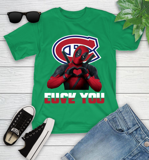 NHL Montreal Canadiens Deadpool Love You Fuck You Hockey Sports Youth T-Shirt 8