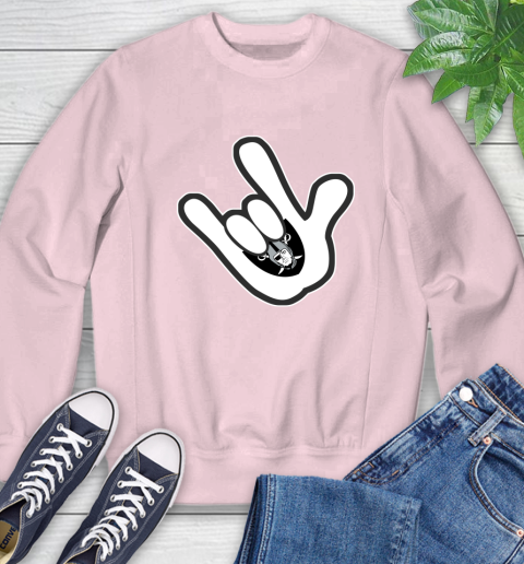 Oakland Raiders NFL Football Mickey Rock Hand Disney Sweatshirt 9