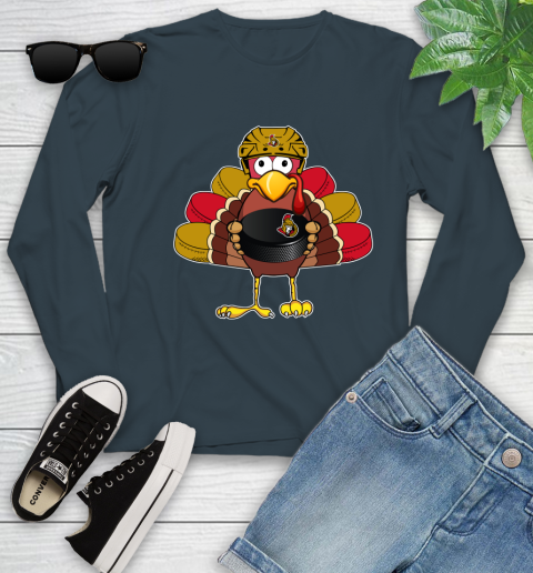Ottawa Senators Turkey Thanksgiving Day Youth Long Sleeve 8