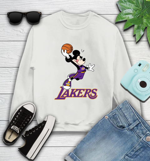 NBA Basketball Los Angeles Lakers Cheerful Mickey Mouse Shirt Sweatshirt 5