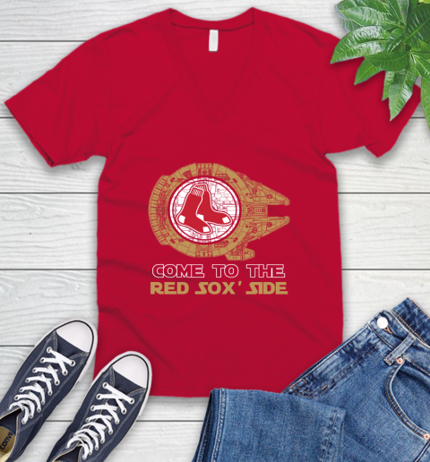 MLB Come To The Boston Red Sox Side Star Wars Baseball Sports V-Neck T-Shirt 6