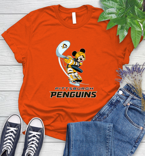 NHL Hockey Pittsburgh Penguins Cheerful Mickey Mouse Shirt Women's T-Shirt 4