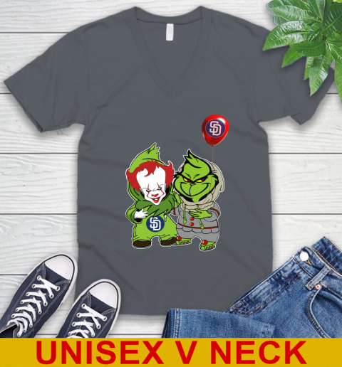 Baby Pennywise Grinch Christmas MLB Baseball San Diego Padres V-Neck T-Shirt 5