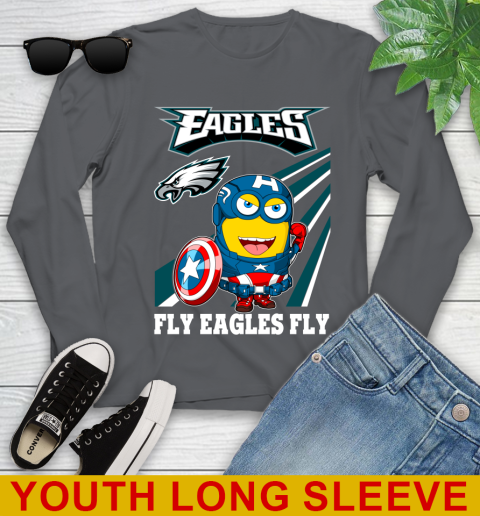NFL Football Philadelphia Eagles Captain America Marvel Avengers Minion Shirt Youth Long Sleeve 9