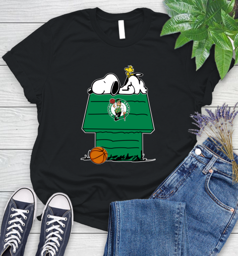 Boston Celtics NBA Basketball Snoopy Woodstock The Peanuts Movie Women's T-Shirt 2