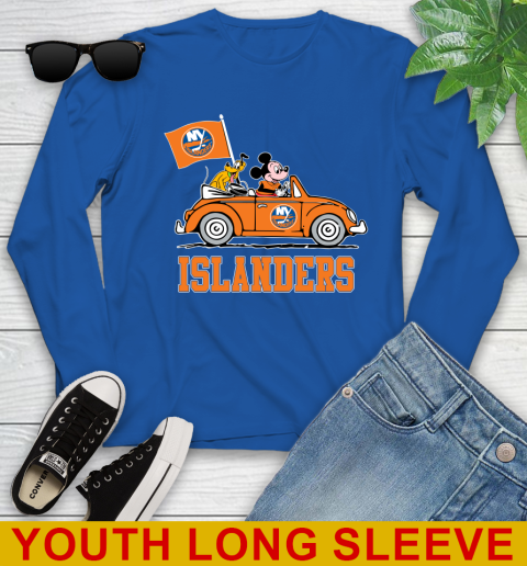 NHL Hockey New York Islanders Pluto Mickey Driving Disney Shirt Youth Long Sleeve 10