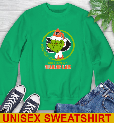 Philadelphia Flyers NHL Christmas Grinch I Hate People But I Love My Favorite Hockey Team Sweatshirt 6